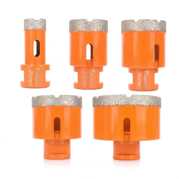 Conjunto de 5 coroas de diamante 20/35/40/50/68 mm com rosca M14 para rebarbadora Pro Diamante Laranja Perfuração em azulejos e mármore 1
