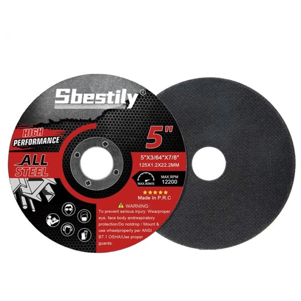 Conjunto de 5 discos de corte de 125 mm discos de resina para serra circular rebarbadora corte de madeira PVC metal aço barras inoxidáveis 1