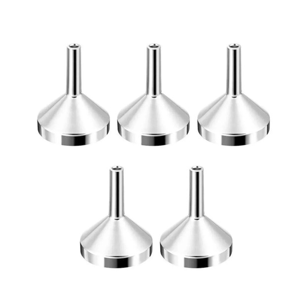 Conjunto de 5 mini funis de aço inoxidável para enchimento preciso em garrafas Funis pequenos 22 x 18 mm Ideal para óleo, perfume, álcool 1