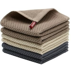 Conjunto de 5 panos de algodão 30x30 cm Estrutura em Waffle Panos de cozinha Toalhas absorventes para louça Cores variadas 1