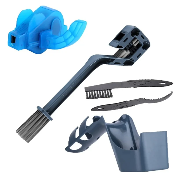 Conjunto de 5 pcs de limpadores de corrente para bicicleta Escovas de plástico para lavagem de corrente e pinhões Bicicletas de montanha Ferramentas de ciclismo à prova de poeira azul escuro