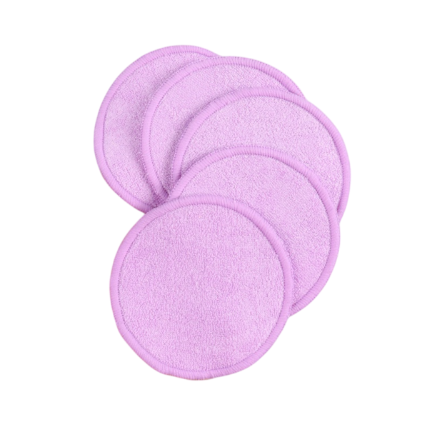 Conjunto de 5 unidades de discos desmaquilhantes em poliuretano Esponjas de limpeza reutilizáveis Panos de rosto laváveis Creme e maquilhagem roxo