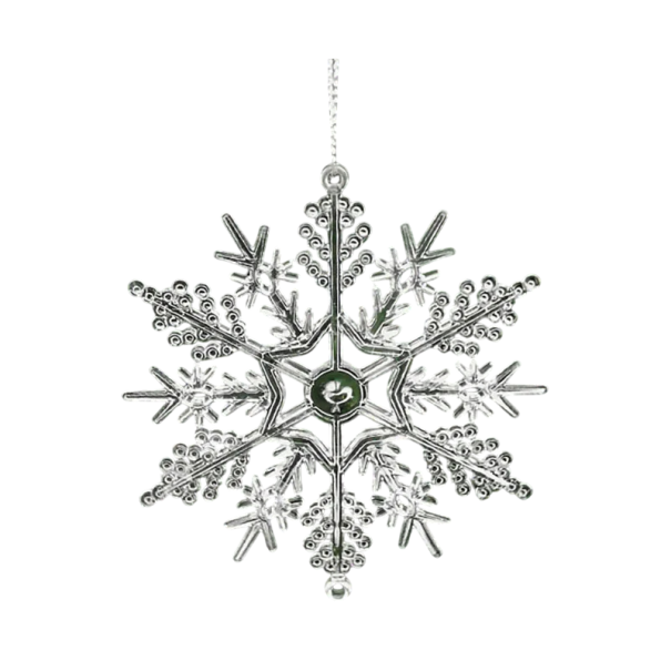 Conjunto de 5 unidades de enfeites de Natal em plástico transparente em forma de floco de neve 10 cm Pendurar com fio na árvore de Natal 1