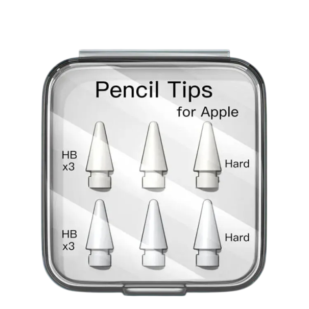 Conjunto de 6 pontas de substituição para Apple Pencil tipo HB duro, variante branca para escrita precisa e desenho técnico sem atraso 1