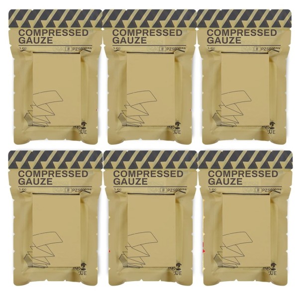 Conjunto de 6 unidades de gazes compressivas estéreis 11,5x370 cm Gazes de saúde estéreis para primeiros socorros Dobradas em Z Compactas para a caixa de primeiros socorros 1