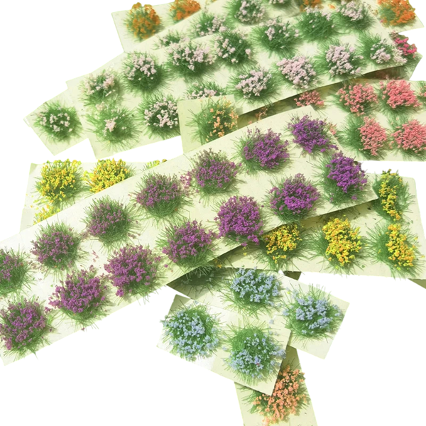 Conjunto de 7 tiras de flores 6–8 mm 49 unid Grama modelar autocolante Faixas coloridas de vegetação para diorama e mini paisagem 1