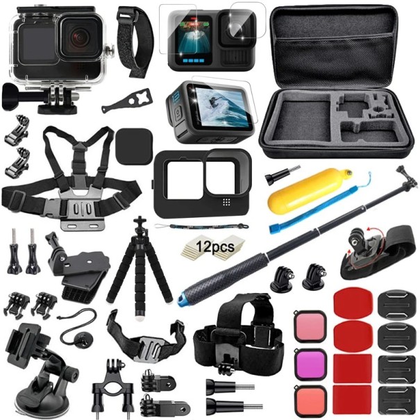 Conjunto de acessórios para GoPro Hero 13 Black Mala 31,5 x 21,5 x 6,5 cm Estojo à prova de água Suportes Filtros 1