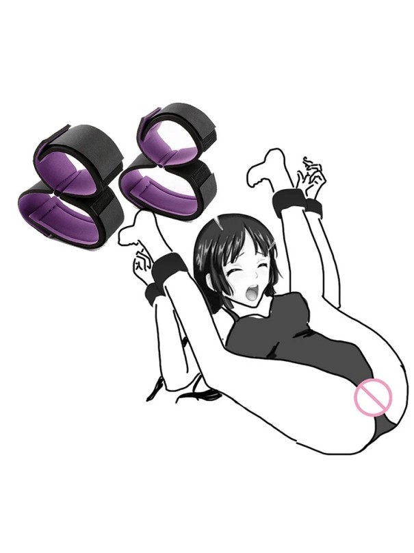 Conjunto de algemas para as mãos e pés para prender os pulsos às coxas, sistema ajustável com correia, acolchoamento interno macio, embalagem discreta roxo