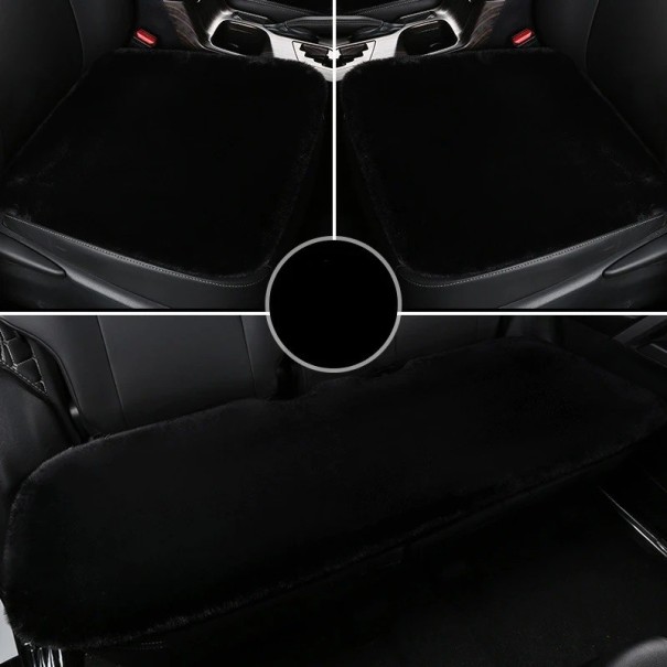 Conjunto de almofadas para bancos de automóvel Almofadas de pelúcia para bancos de automóvel Capa quente para bancos dianteiros e traseiros de automóvel conjunto 3 peças preto