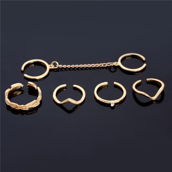 Conjunto de anéis femininos - 6 pcs dourado