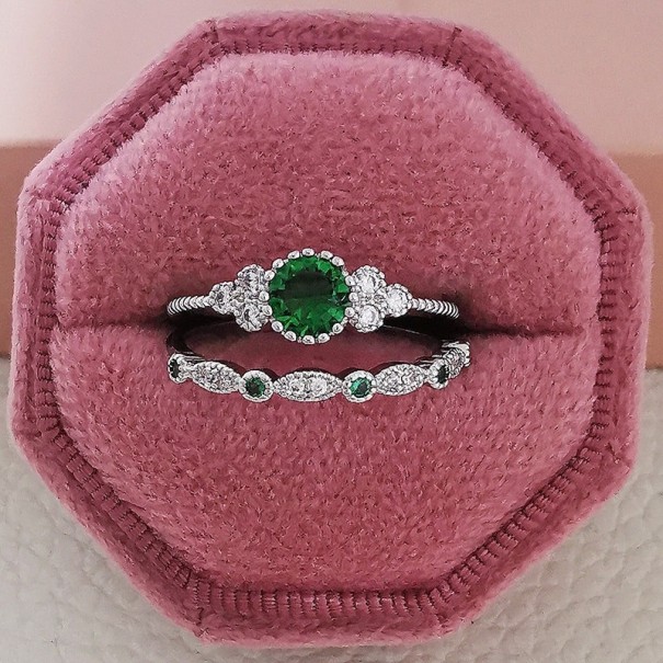 Conjunto de anéis para senhora 2 pcs D2475 verde escuro 8