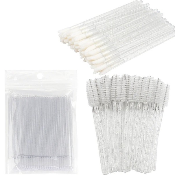 Conjunto de aplicadores de pestanas Conjunto de escovas brilhantes para a aplicação de pestanas falsas Pincéis especiais para alongamento de pestanas 200 pcs branco