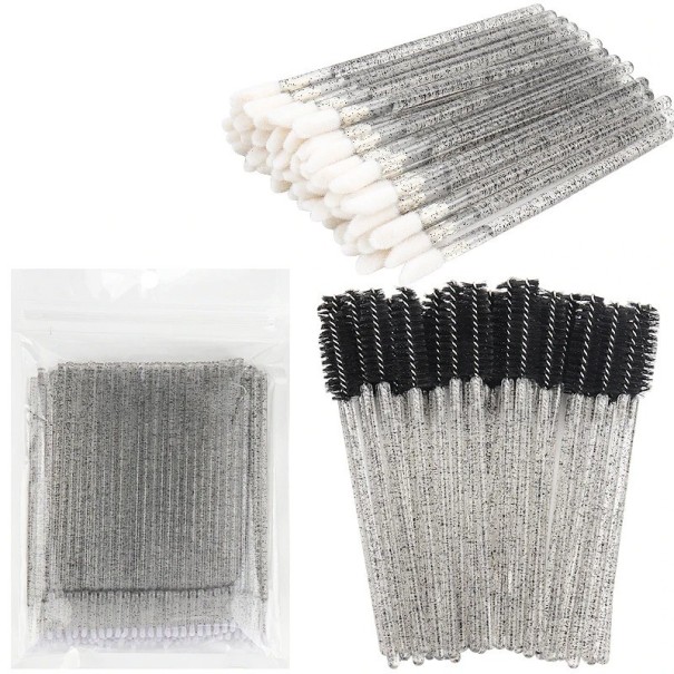 Conjunto de aplicadores de pestanas Conjunto de escovas brilhantes para a aplicação de pestanas falsas Pincéis especiais para alongamento de pestanas 200 pcs preto