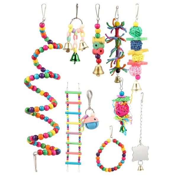 Conjunto de brinquedos para pássaros 10 unid 1