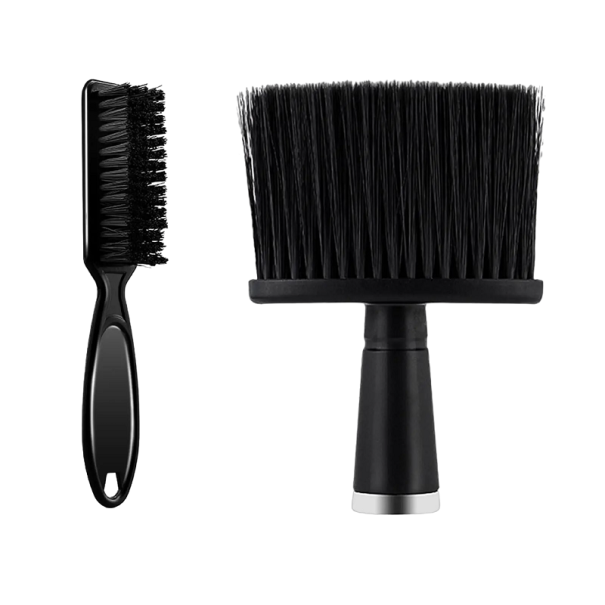 Conjunto de Cabeleireiro 2 pcs Pincel de Limpeza e Escova para Barba Escova de Limpeza para Cabelo e Barba preto