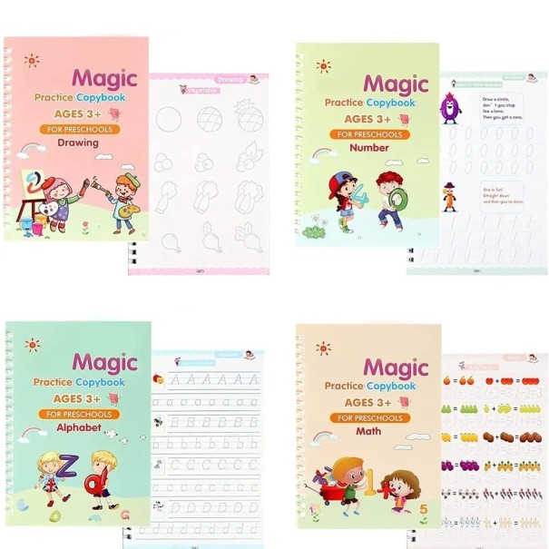 Conjunto de cadernos educativos para crianças em inglês 4 pcs 1