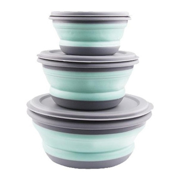 Conjunto de caixas de almoço dobráveis 3 pcs turquesa