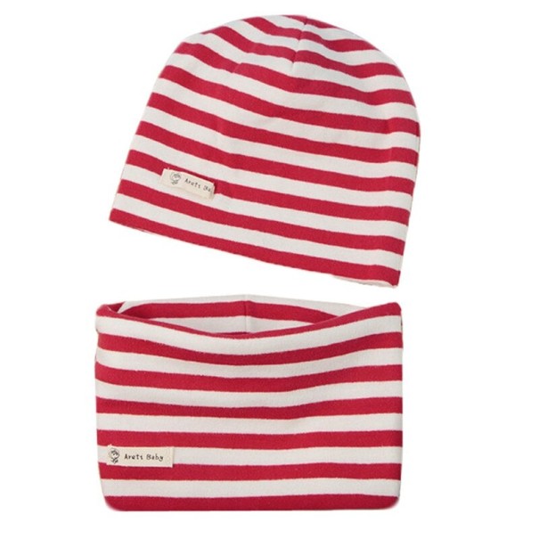 Conjunto de chapéu e cachecol riscado para crianças vermelho 1-3 anos