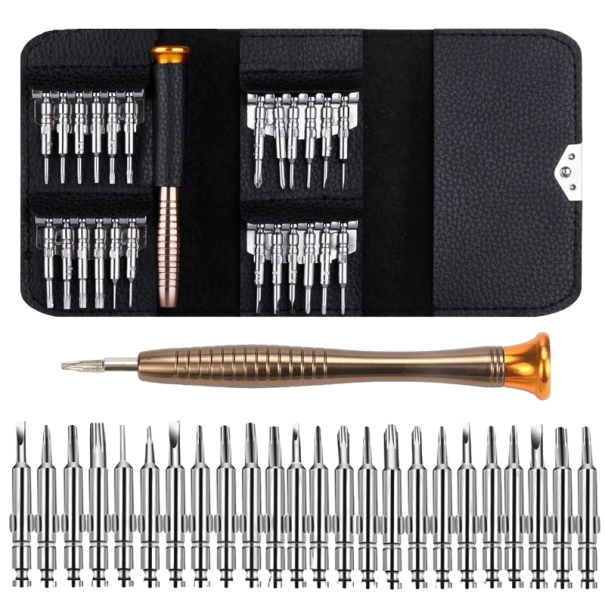Conjunto de chaves de fenda para mecânica de precisão 25 pcs Conjunto de chaves de fenda magnéticas para reparações de eletrónica, relógios, óculos Conjunto profissional para reparação de telemóveis 1