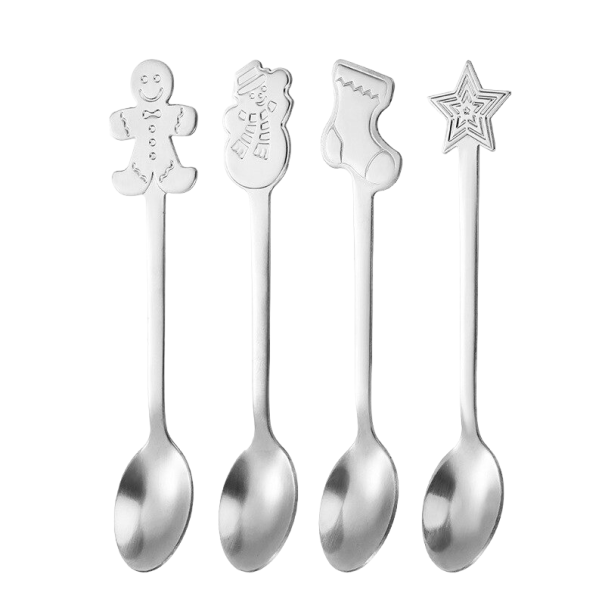 Conjunto de Colheres de Chá de Natal 4 pcs prateado