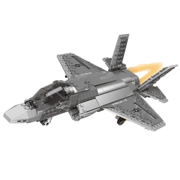 Conjunto de construção avião de combate militar 646 peças 32,8 x 24 x 11,8 cm Modelo dobrável de caça Avião militar Decoração Brinquedo para crianças 6+ 1
