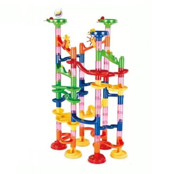 Conjunto de construção infantil com pista dobrável para bolas 91 pcs Pista de corrida colorida 45 x 26,8 cm Brinquedo criativo Para crianças a partir 1