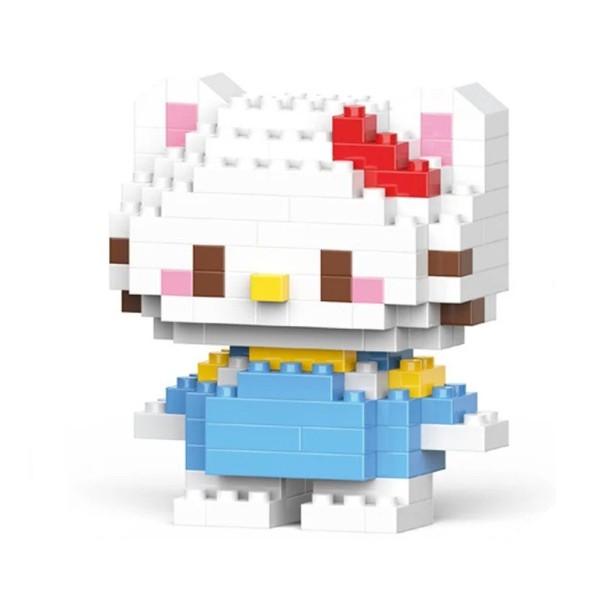 Conjunto de construção infantil gato com laço 4,6 x 3 x 5,4 cm 142 pcs Modelo de peças Brinquedo criativo Decoração adorável Presente para crianças Amantes de animais 1