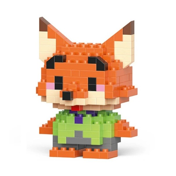 Conjunto de construção infantil raposo Nick 4,6 x 4 x 6,4 cm 147 pcs Modelo de blocos Brinquedo criativo Decoração para o quarto Presente para crianças e fãs de Zootropolis 1