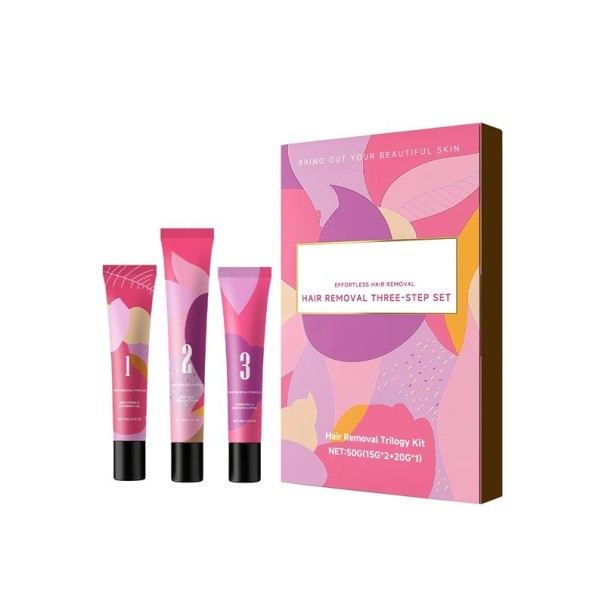 Conjunto de depilação facial 3 passos 50 g Gel creme e leite calmante com glicerina Remoção de pelos no lábio e queixo Para pele sensível 1