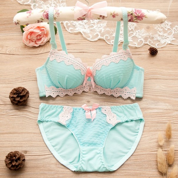 Conjunto de encaje para niña - Sujetador y braguita turquesa 16