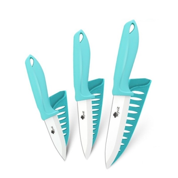 Conjunto de facas de cerâmica 3 pcs azul claro