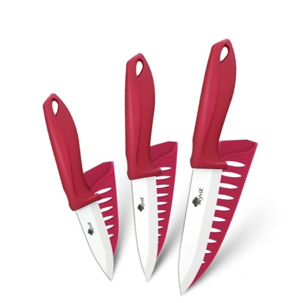 Conjunto de facas de cerâmica 3 pcs vermelho