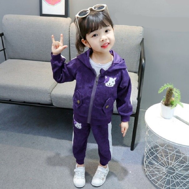 Conjunto de fato de treino para menina L1550 roxo escuro 12-18 meses