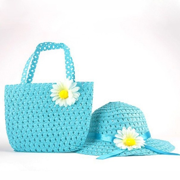 Conjunto de gorro y bolso infantil azul claro