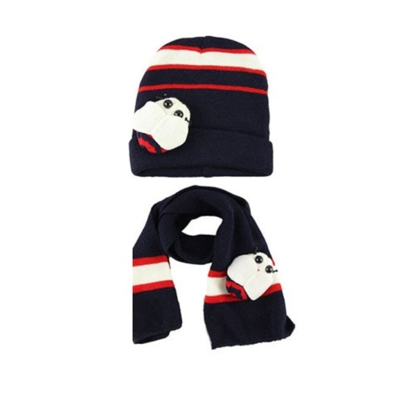 Conjunto de gorro y bufanda para niños azul oscuro