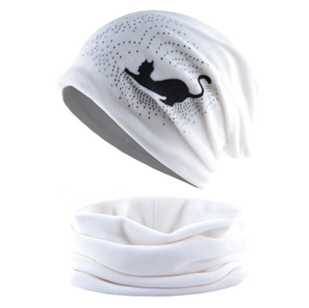 Conjunto de gorro y calentador de cuello blanco