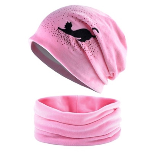 Conjunto de gorro y calentador de cuello rosa