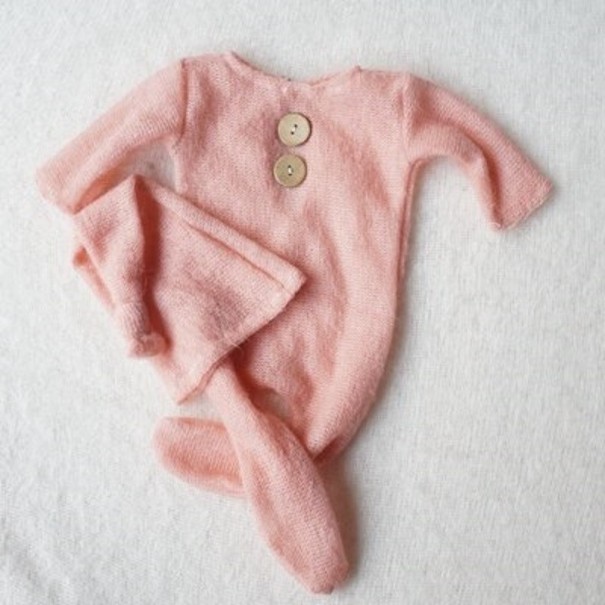 Conjunto de gorro y pelele para niños rosa