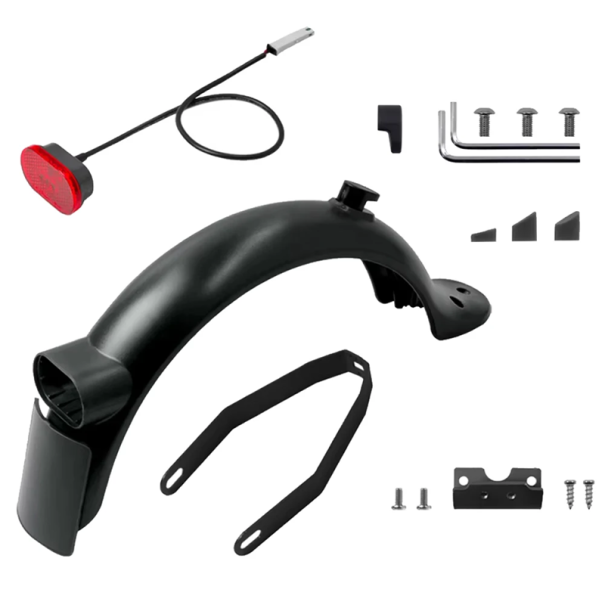 Conjunto de guarda-lamas traseiro com suporte e luz traseira para trotinete elétrica Xiaomi M365 Pro 2 1S Acessórios de montagem de substituição preto