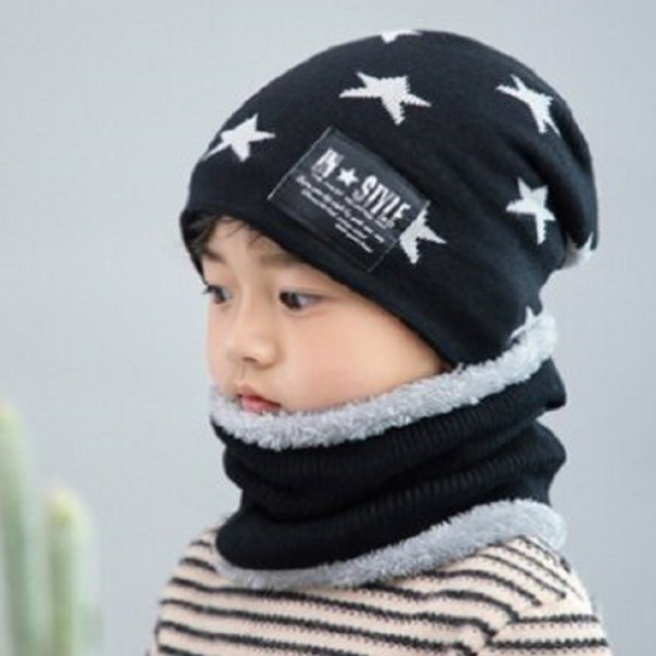 Conjunto de Inverno Infantil de Gorro e Cachecol D12 preto