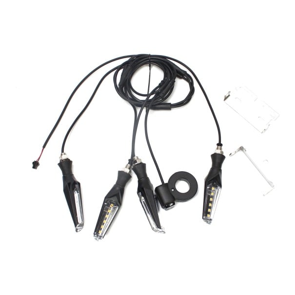 Conjunto de LED piscas para bicicleta elétrica 12 V 4 unid Pisca com interruptor para guiador e suportes Frontal, traseiro e sob o selim Proteção IPX5 1