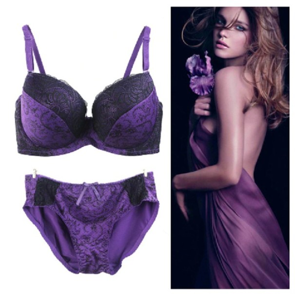 Conjunto de lencería sexy para mujer morado 95C