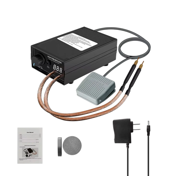 Conjunto de Mini Máquina de Soldar por Ponto 8000W com Pedal e Ecrã para Baterias 18650 Soldador Portátil com Roda de Regulação de Potência 1