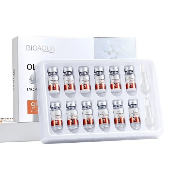 Conjunto de Oligopeptídeos para Recuperação da Pele Pó Liofilizado e Essência Ácido Hialurónico Hidratação Pele Sensível Cuidados com a Pele 1