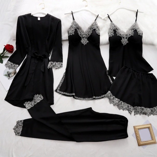 Conjunto de pijama de mujer P2580 negro S