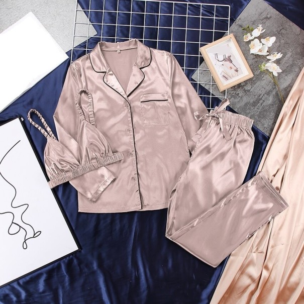 Conjunto de pijama feminino P2797 castanho claro L