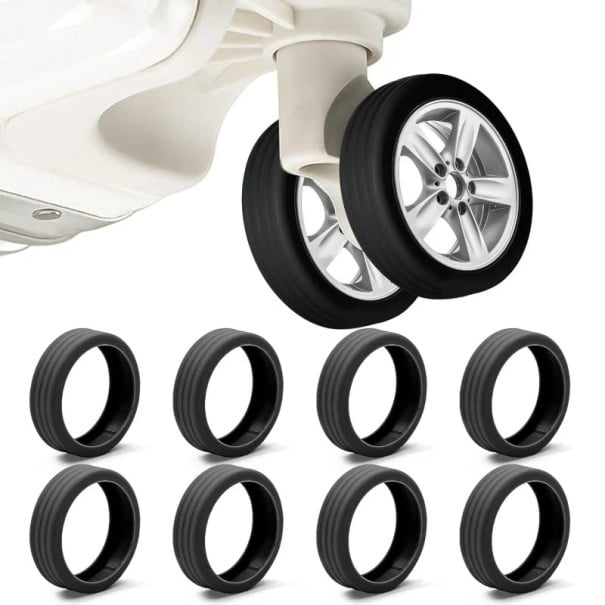 Conjunto de protetores de silicone para rodas 5,3 x 1,5 cm 8 pcs Capas protetoras para rodas de móveis Coberturas antirruído para proteção preto