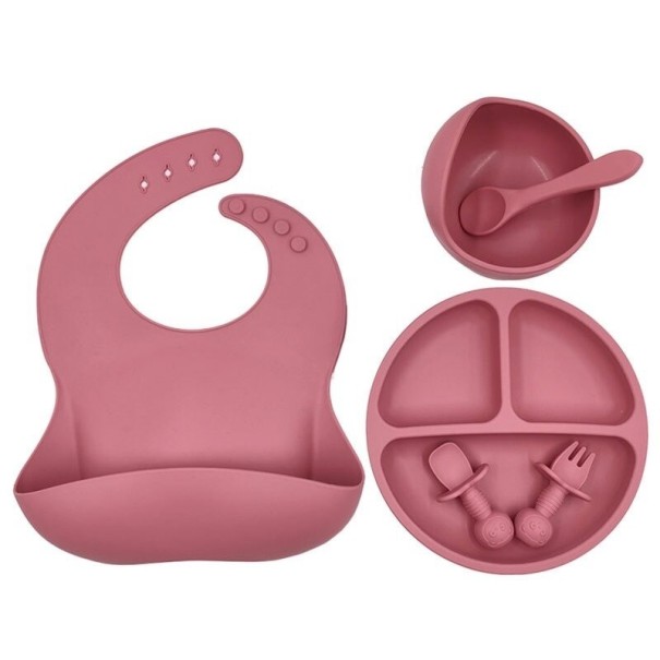 Conjunto de refeições para crianças 4 pcs rosa velho