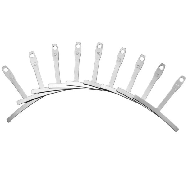 Conjunto de réguas de raio de braço 9 pcs em aço inoxidável Ferramenta de medição profissional para guitarras Ajuste de curvatura e altura das cordas 1