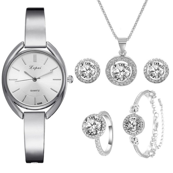 Conjunto de reloj y joyas para mujer Z366 blanco